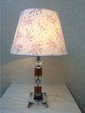 温馨床头卧室台灯奢华创意时尚粉色花朵水晶带钟表床头灯新款