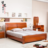 海棠木全实木床特价实木床现代中式实木床储物床木质床喜庆红婚床