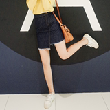 Cherrykoko韩国代购正品韩版不规则底边牛仔短裙AP111697