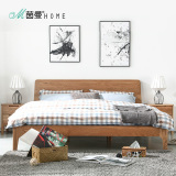 茵曼home 简约现代卧室日式床1.8米成人双人床实木床橡木床木板床