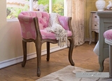 可立特软装创意家居饰品美式乡村粉色和梅红色橡木单人沙发椅