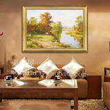 客厅欧式纯手绘油画 简欧风景有框画 玄关自然风光装饰画
