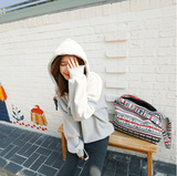 韩国代购大码女装秋冬卫衣女套头连帽中长款纯棉纯色外套蝙蝠袖潮
