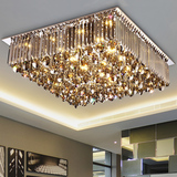 现代奢华烟灰色水晶灯方形LED吸顶灯客厅餐厅水晶吸顶灯包邮