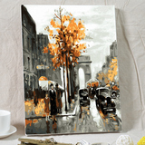 巴黎街头 自油自画 diy数字油画抽象画包邮 亚麻画布 丙稀色料