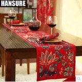 现代中式民族风大红色印花结婚庆茶几餐桌布桌旗桌巾 餐垫椅垫另