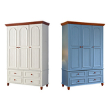 蓝色地中海家具风格美式乡村法式实木欧式两门三门四门衣柜可定制