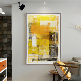 星川餐厅抽象三联装饰画现代客厅沙发背景墙玄关创意黄色挂画形迹