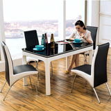 森兰 餐桌组合密度板经济型1.5组装长方形简约现代4人玻璃桌子