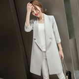 2016秋装新款女装韩版休闲气质薄风衣修身显瘦中长款百搭西装外套