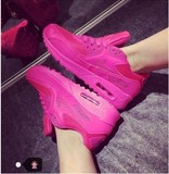 2015夏季韩版女单鞋网面跑步透气女鞋气垫女鞋潮运动风荧光骚粉色