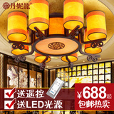 中式客厅灯仿古木艺餐厅茶楼吸顶灯古典羊皮工程灯具灯饰圆形1145