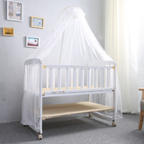 婴儿床实木宝宝床白色新生儿童床双层小孩摇篮床可加长多功能BB床