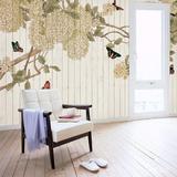 大型客厅沙发卧室背景墙 壁纸壁画墙纸装饰画 田园木纹绣球花卉