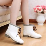 韩版时尚雨鞋女短筒春夏季低帮雨靴日本花园水鞋平跟套鞋白色胶鞋