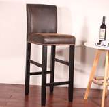 z欧式木制实木酒吧椅吧台椅高脚吧椅子凳子皮椅