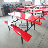厂家直销快餐桌椅连体桌椅组合玻璃钢学生员工医院食堂八人连体桌