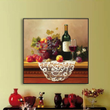 欧式餐厅水果装饰画壁画 单幅静物酒杯挂画 现代简约客厅有框画