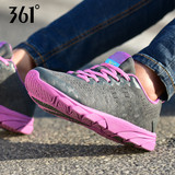 361度女鞋 跑步鞋361女运动鞋2016春季皮面旅游鞋紫色低调复古
