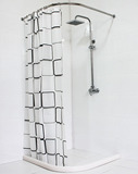 欧时洁超值浴室套装304 不锈钢弧形浴帘杆+浴帘+实心挡水条金属环