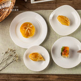 纯白色骨瓷餐具圆形方形小味碟创意凉菜小吃碟盘子陶瓷器调料碟子