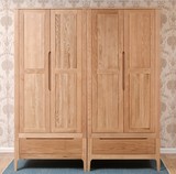 四门衣柜 木质全实木白橡木卧室家具 现代简约隔断抽屉储物原木