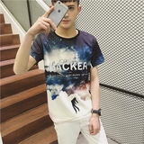 夏季青少年原创3d印花短袖潮男t恤韩版潮流学生创意个性半袖衣服