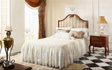 高档新古典美式田园风纯手雕花少年床实木床布艺床优雅奢华卧室床