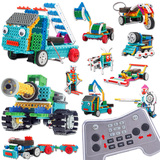 百变DIY创意积木儿童益智拼装积木电动男孩玩具4合一遥控车机器人