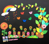 小学教室布置班级环境 泡沫大树太阳花组合树形黑板报主题墙装饰