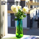 外贸出口二等品彩色玻璃花瓶 水培玫瑰百合插花花器家居装饰摆件