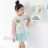 女童棒球服套装 长袖外套夹克+百褶短裙秋冬季韩版棉衣
