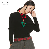ZENE原创设计秋冬新款100山羊绒圆领蝙蝠袖毛衣复古套头针织衫女