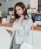 2016春款韩国代购正品女装Cherrykoko休闲韩版单排扣纯色夹克外套
