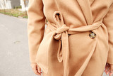 日本原单红牌揭载外贸修身显瘦收腰秋冬女中长款毛呢大衣外套
