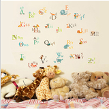 可移除墙贴纸贴画卡通儿童房幼儿园教室布置动物英文字母学习贴纸