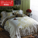 布莉丝纯棉床单四件套1.8m床贡缎提花4件套被单田园欧式床上用品