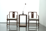 新中式黑胡桃茶椅官帽椅设计师家具实木黑胡桃椅子茶椅管帽椅茶几