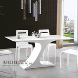 白色钢琴烤漆餐桌 现代简约创意矩形餐台桌椅组合咖啡桌特价现货