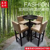 碳化实木高脚酒吧桌椅 庭院阳台咖啡厅桌椅组合 吧台凳吧椅定制