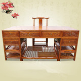 明清仿古写字台书桌 实木中式雕花家具大班台老板桌 榆木办公桌