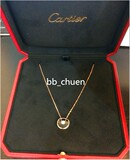 Cartier卡地亚香港 张靓颖小号18K玫瑰金黑玛瑙钻石项链B3047200