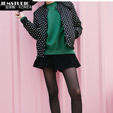 韩国正品代购Mixxmix女装2015冬季新款韩版可爱波点休闲夹克外套