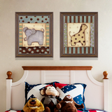 现代简约可爱大象长颈鹿儿童房装饰画壁画卧室床头有框画创意墙画
