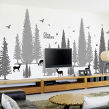 大型森林树林墙贴电视沙发背景装饰墙纸贴画小鹿飞鸟唯美北欧之森