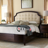 新中式实木双人床现代简约布艺床酒店会所样板房卧室家具定制