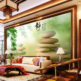 现代中式竹子大型壁画客厅卧室沙发电视背景墙壁纸荷花3d立体墙纸