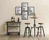 美式复古北欧工业风格实木铁艺桌椅组合三件套休闲咖啡厅奶茶店桌