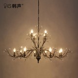 美式吊灯水晶树枝型灯饰地中海客厅餐厅卧室蜡烛创意个性北欧灯具