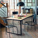 美式乡村铁艺 实木餐桌长方形桌复古办公会议桌工作台洽谈桌椅